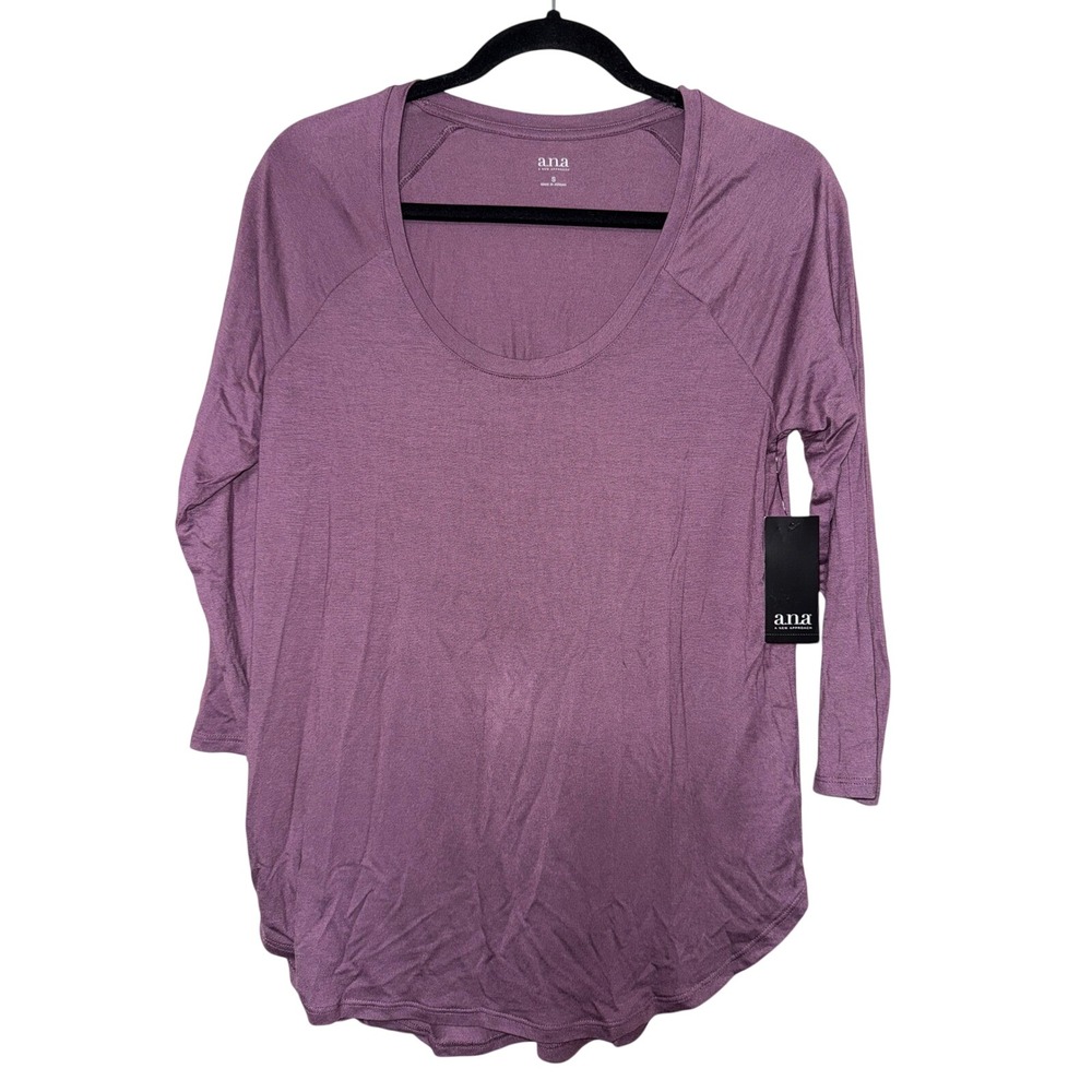 ana a new approach Womens Purple 34 Sleeve Scoop Neck Tunic Top Size S